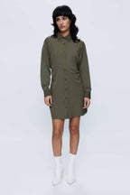 Wild Pony Military Green Mini Shirt Dress