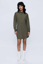 Load image into Gallery viewer, Wild Pony Military Green Mini Shirt Dress
