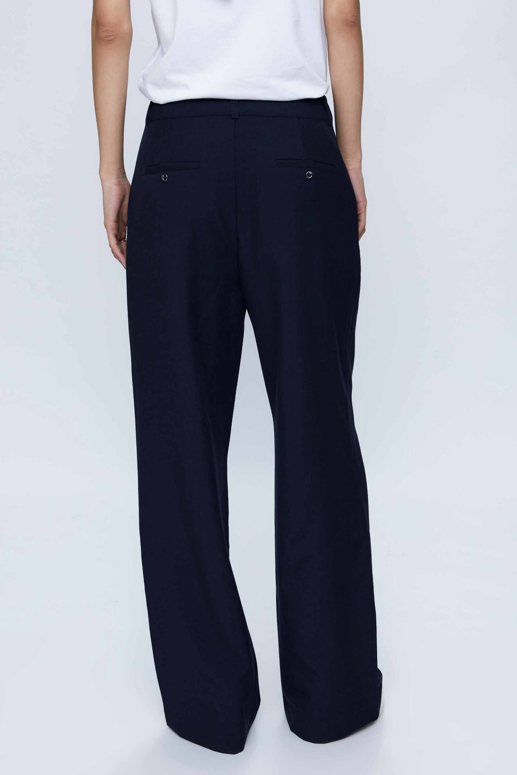 Wild Pony Navy Relaxed Wide Leg Suit Trousers
