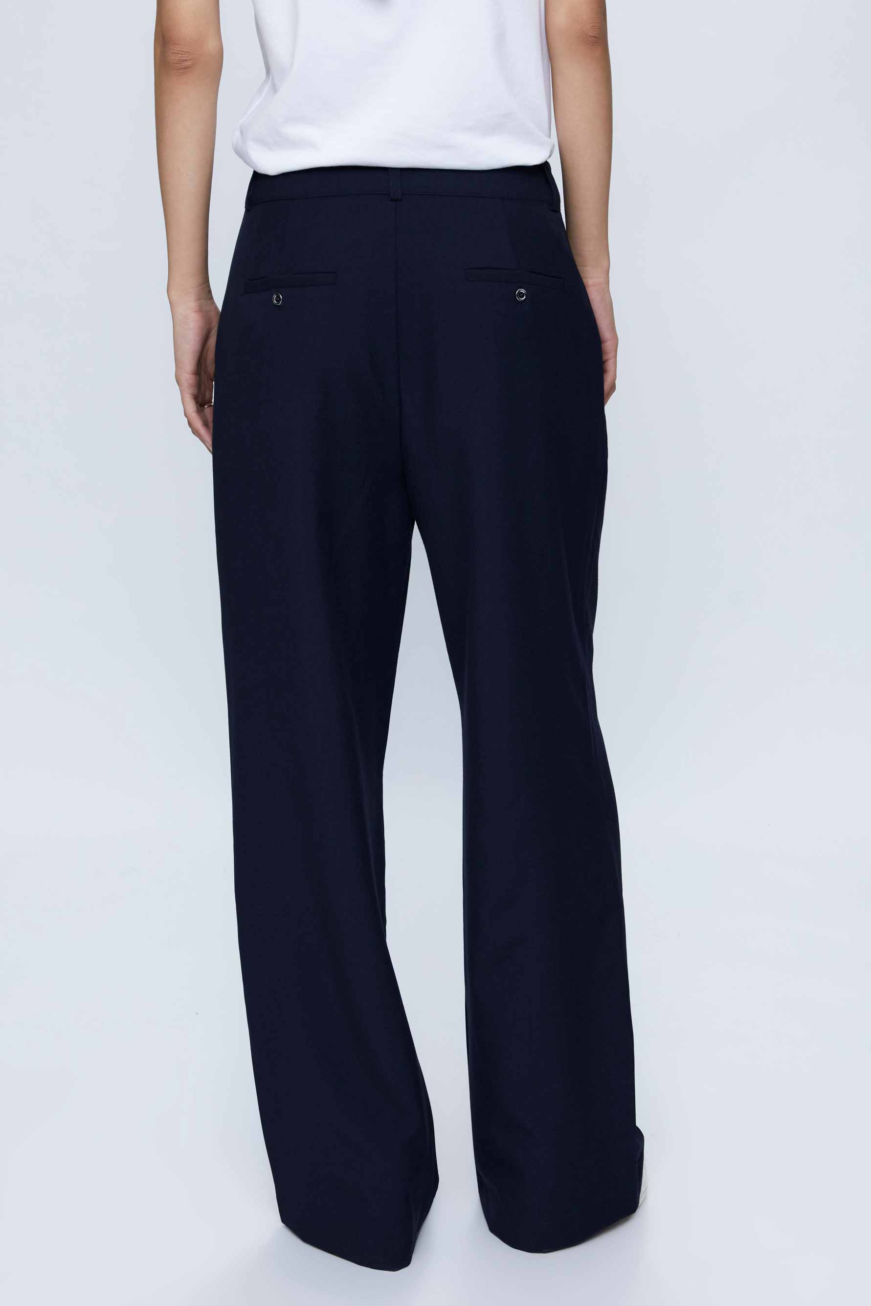 Wild Pony Navy Relaxed Wide Leg Suit Trousers