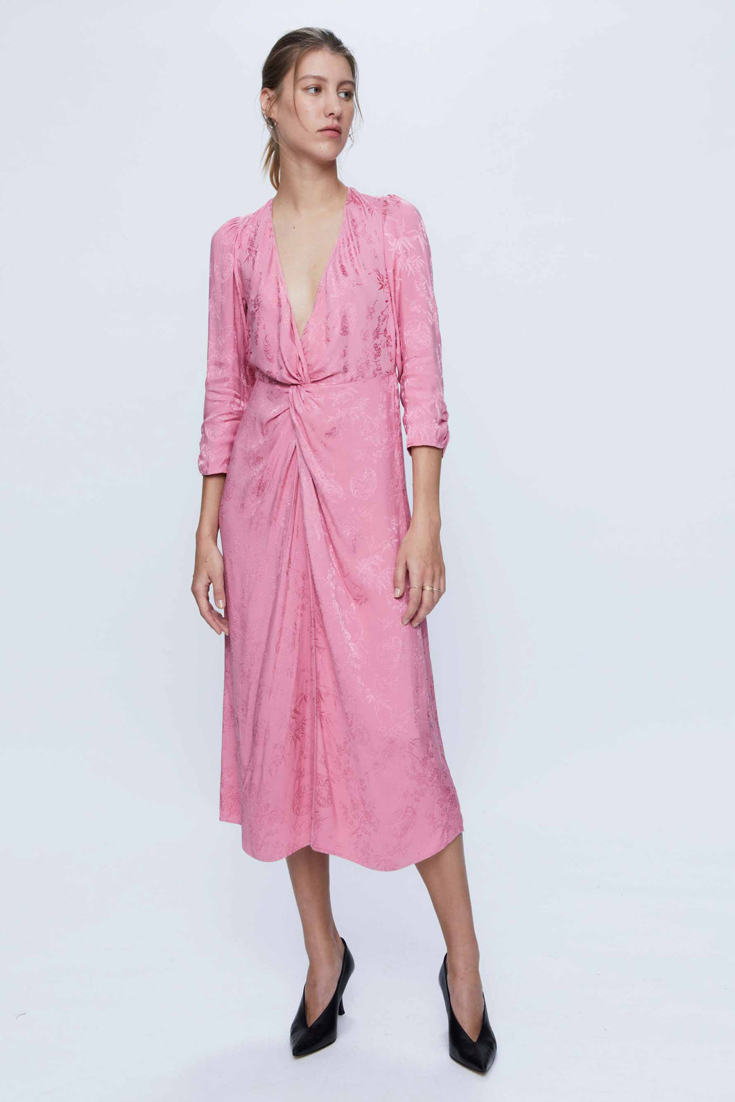 Wild Pony Pink Damask Low Cut Dress