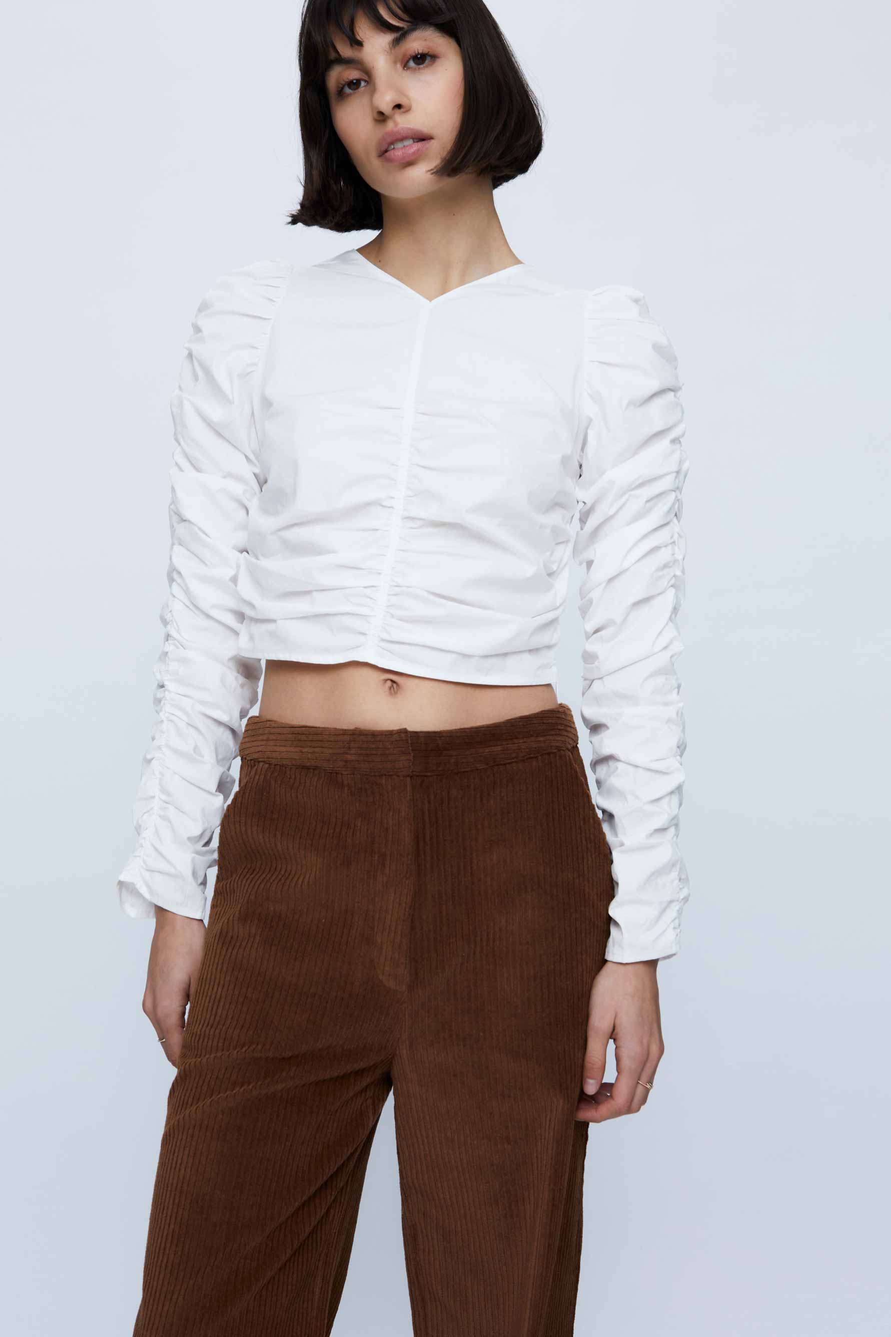 Wild Pony White Ruche Crop Top