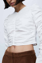 Wild Pony White Ruche Crop Top