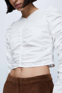 Wild Pony White Ruche Crop Top