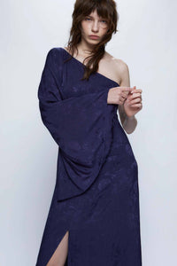 Wild Pony Navy Asymmetrical Long Dress