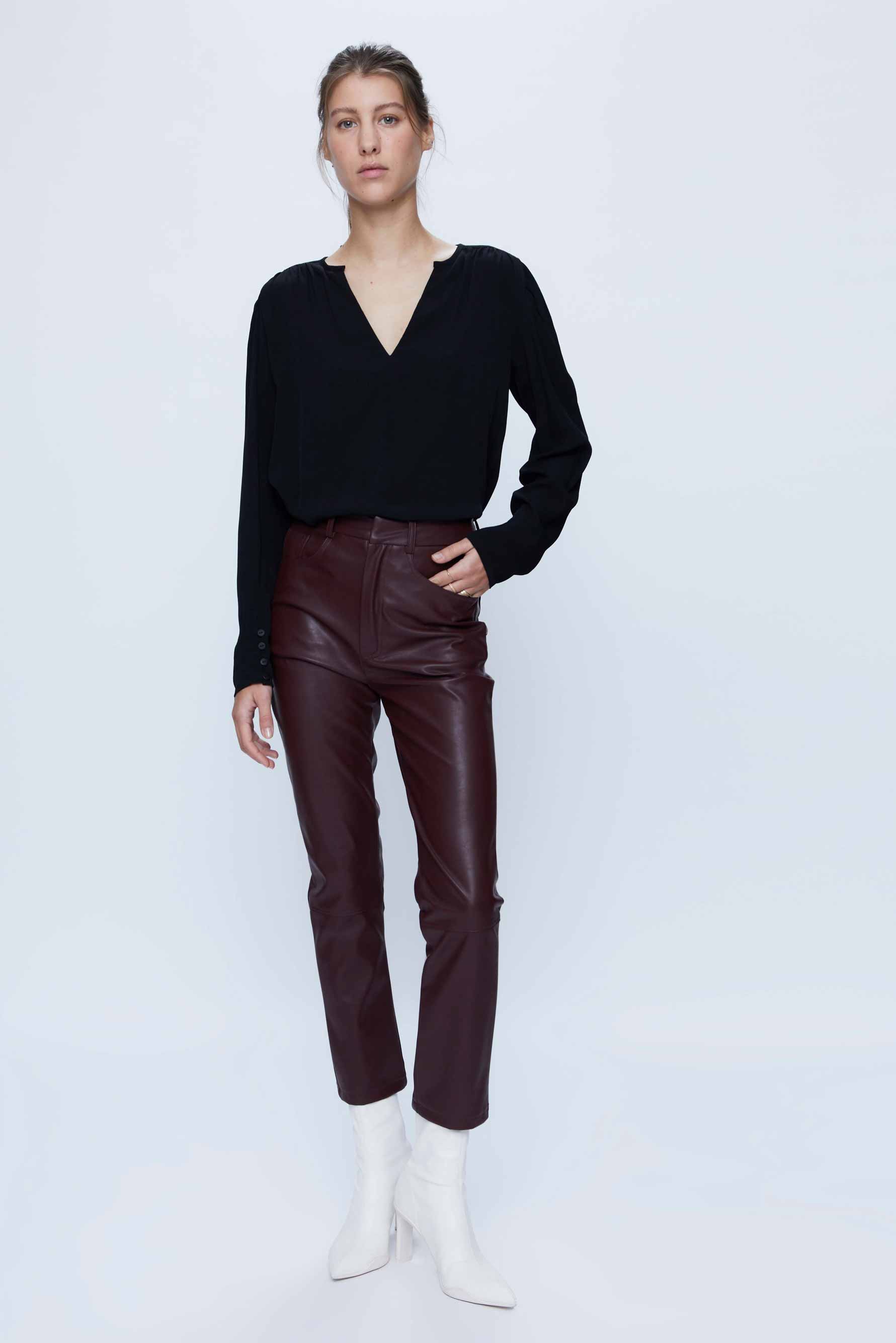 Wild Pony Black Viscose Long Sleeve V-Neck Blouse