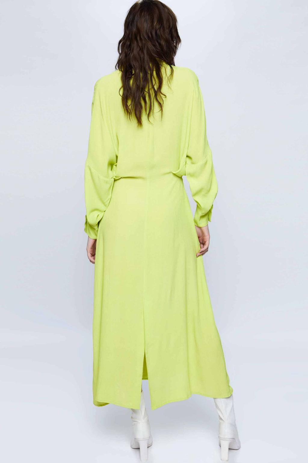 Wild Pony Lime Yellow Midi Shirt Dress