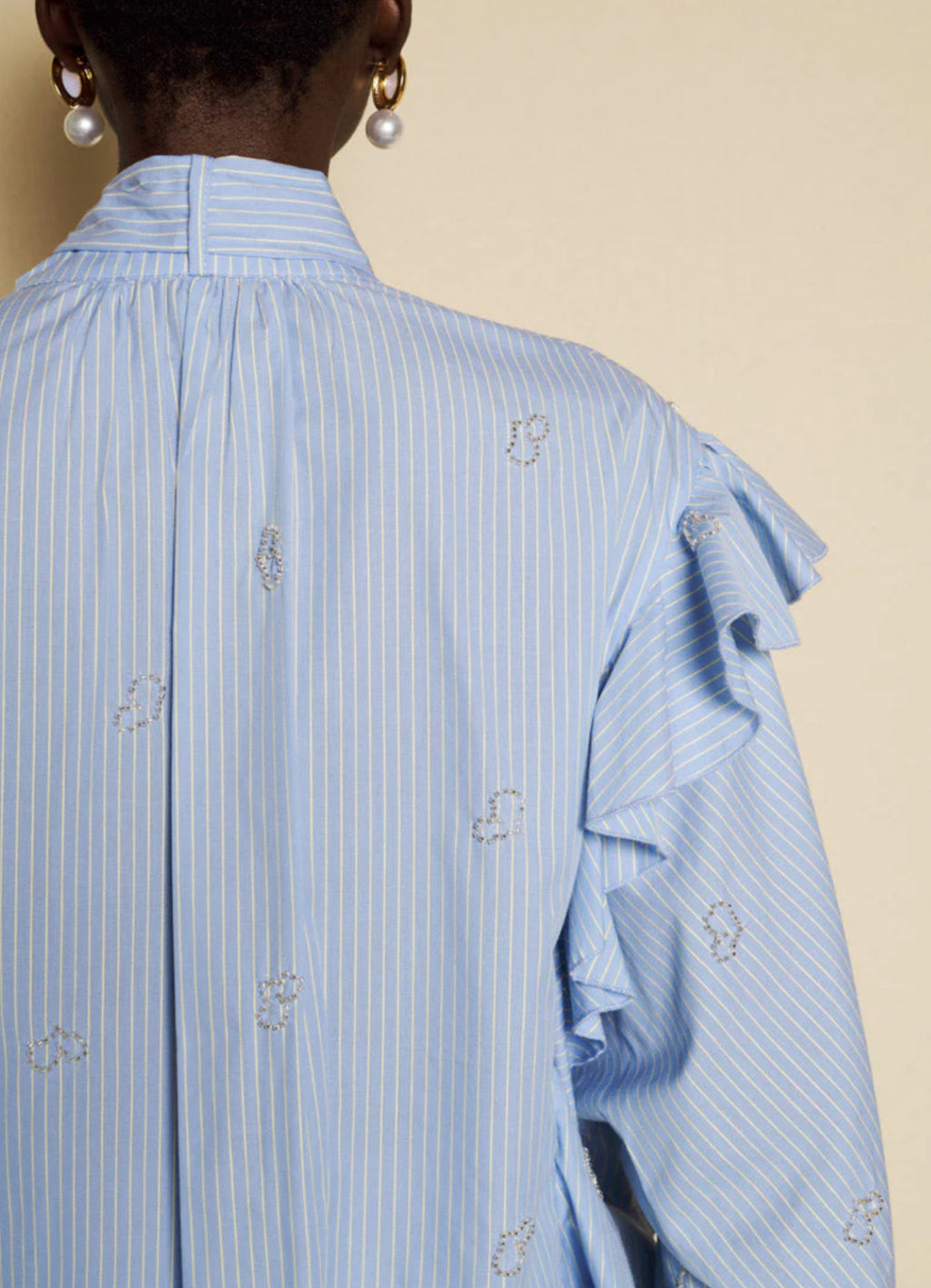DREAM Sister Jane Blue Stripe Pussybow Fresco Blouse