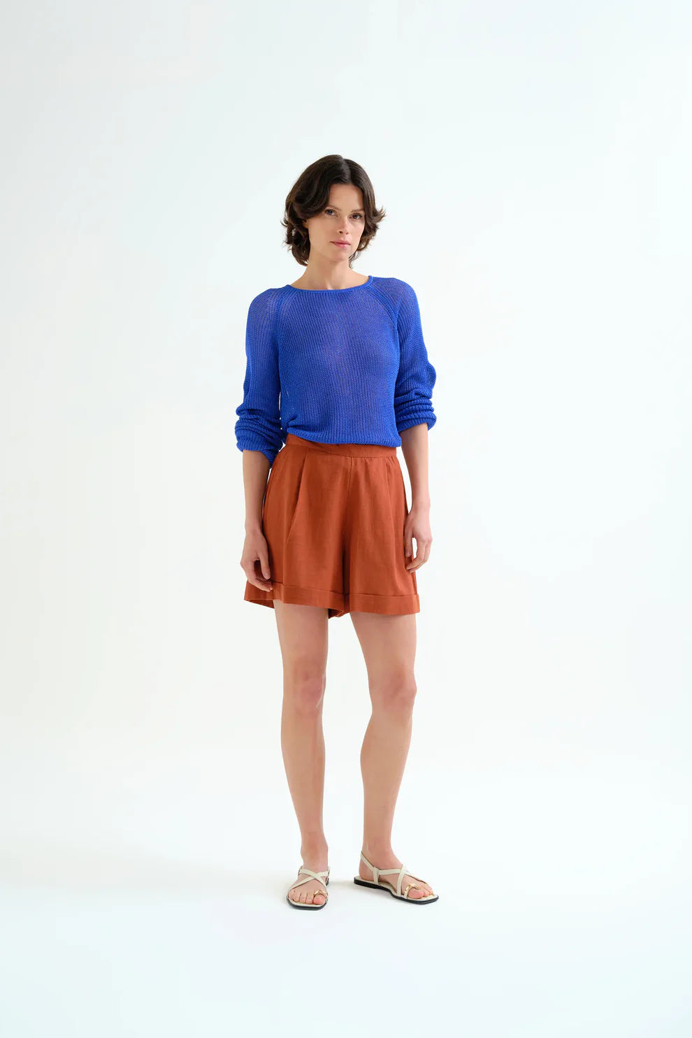 Compañía Terracotta Cotton Shorts with Pockets and Elasticated Waist