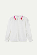 Compañia Fantastica White Blouse with Embroidered Peter Pan Collar