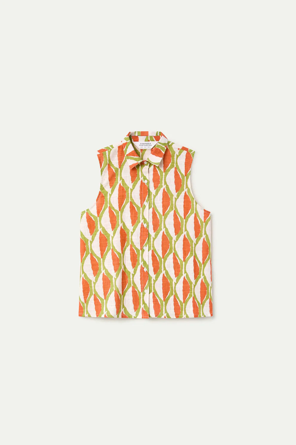Compañía 100% Cotton Sleeveless Blouse with Graphic Print