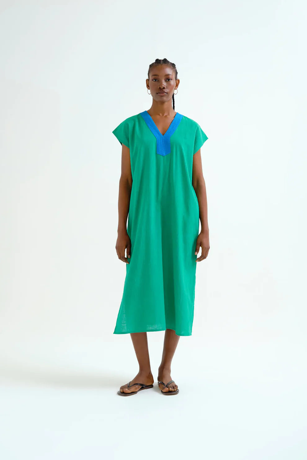 Compañía Green/Blue Cotton Kaftan