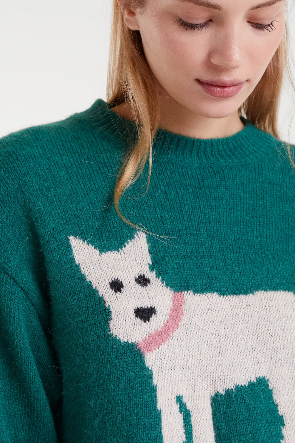 Compañia Fantástica Green Knit Jumper with Dog Print