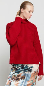 Ottod’Ame Red Ribbed Wool Mix Jumper