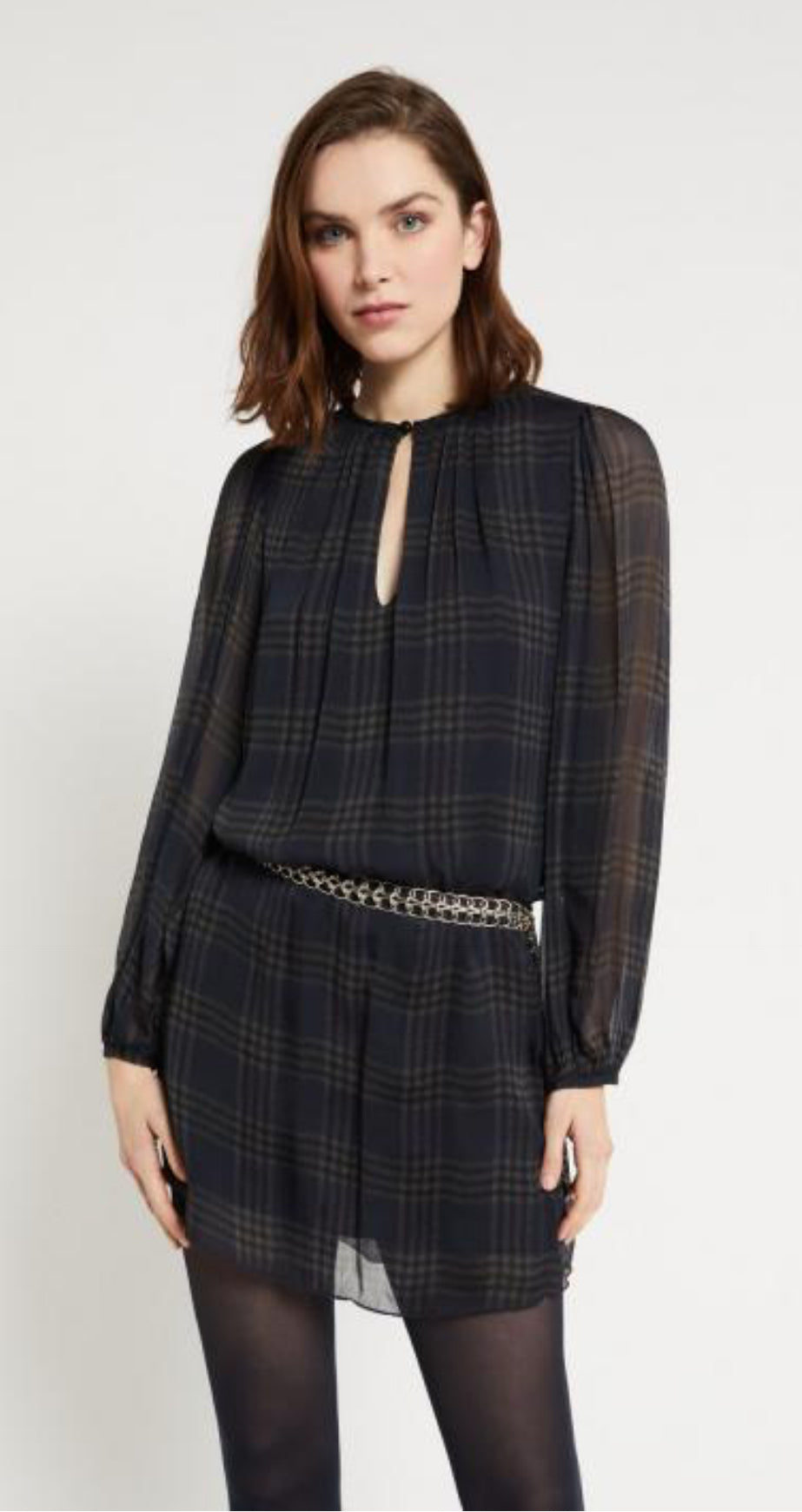 Ottod’Ame Viscose Mini Dress in Check Print
