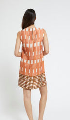 Ottod’Ame Peach Geometric Print Silk Viscose Shift Dress