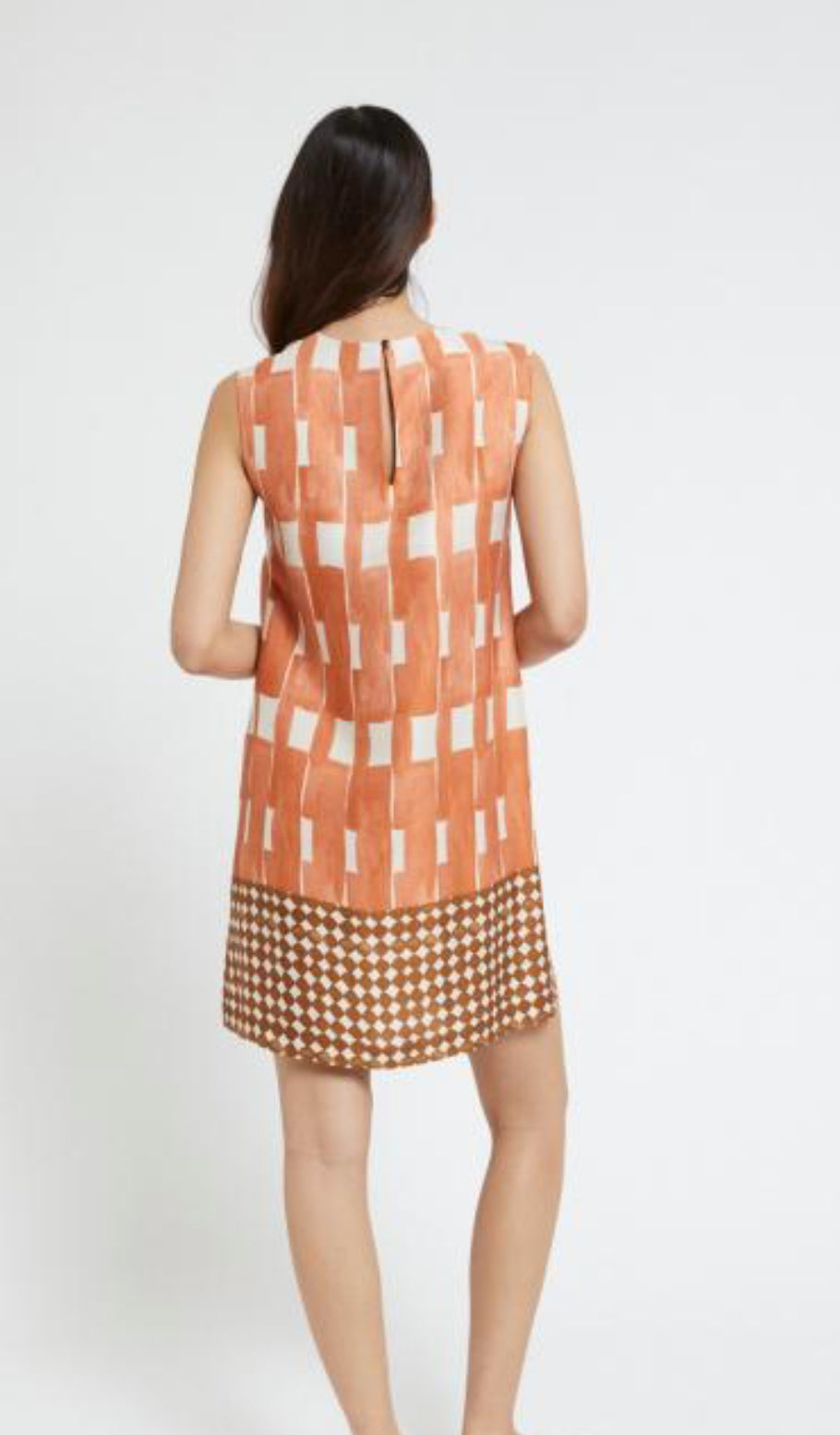 Ottod’Ame Peach Geometric Print Silk Viscose Shift Dress