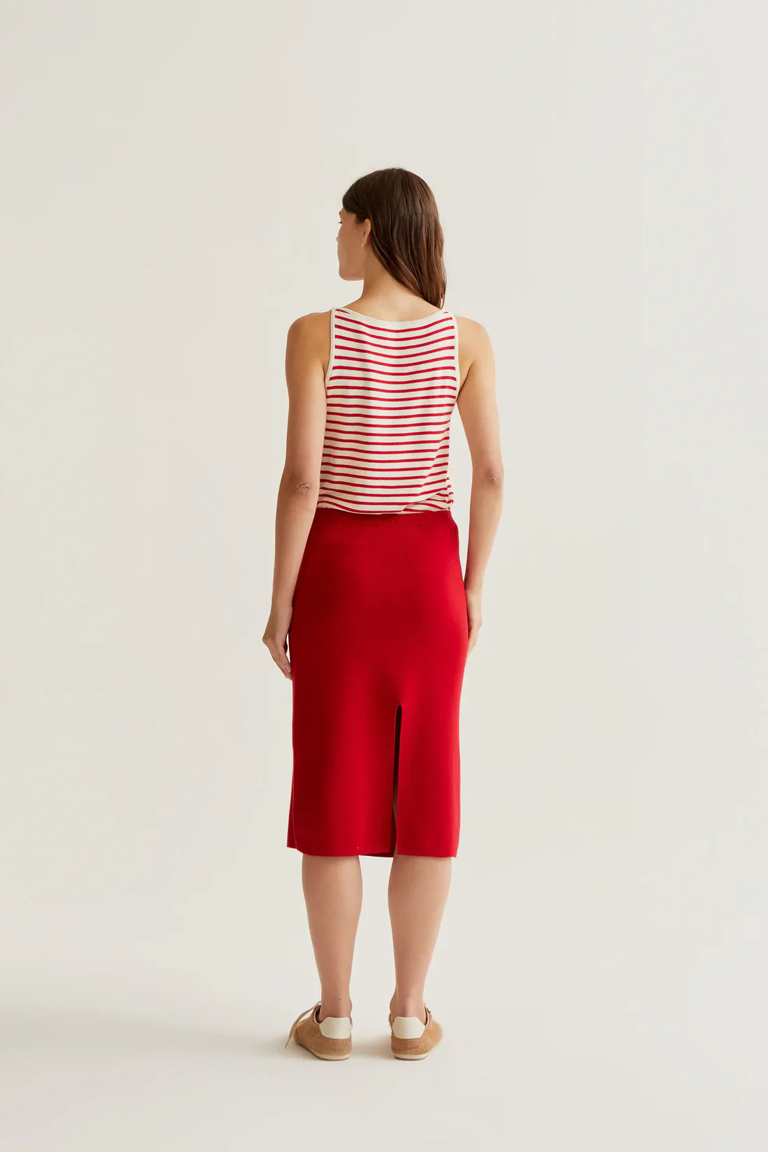 Compañía Fantástica Red Knit Pencil Skirt
