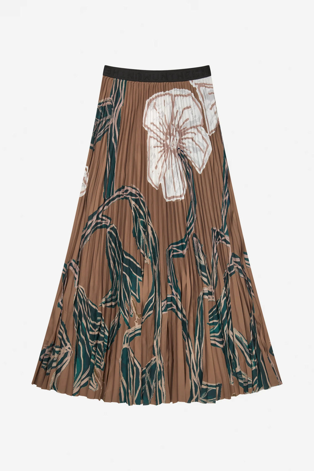 MUNTHE TAULLA Long Caramel Skirt with Floral Print