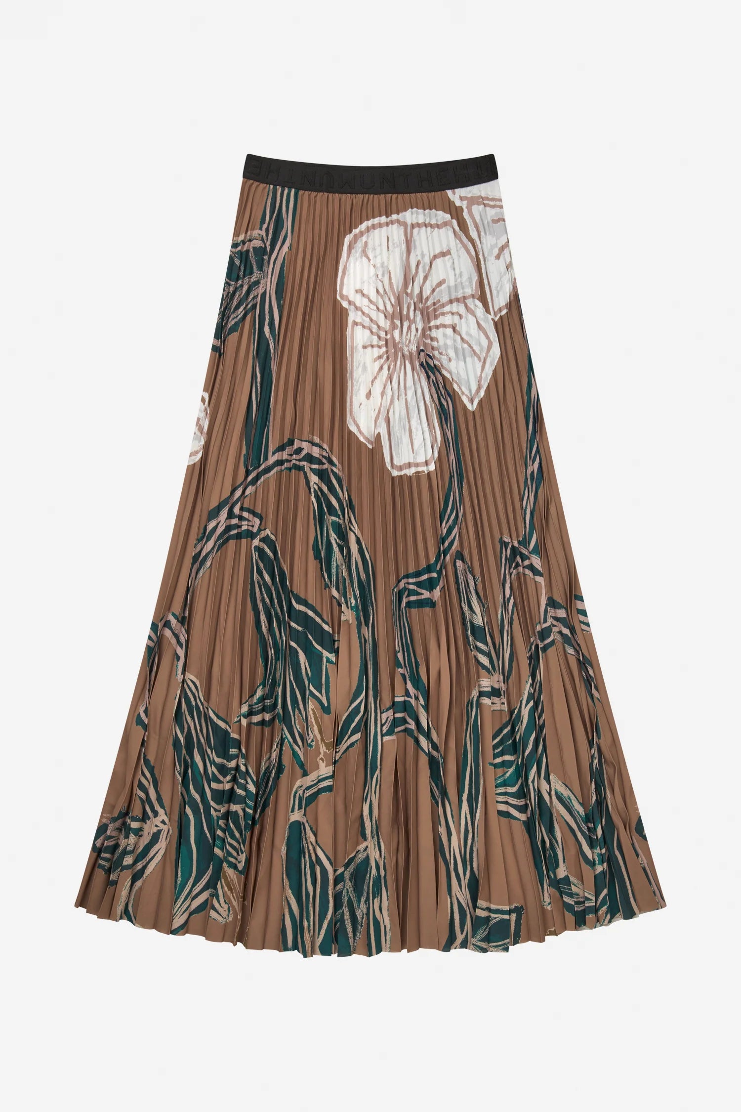 MUNTHE TAULLA Long Caramel Skirt with Floral Print