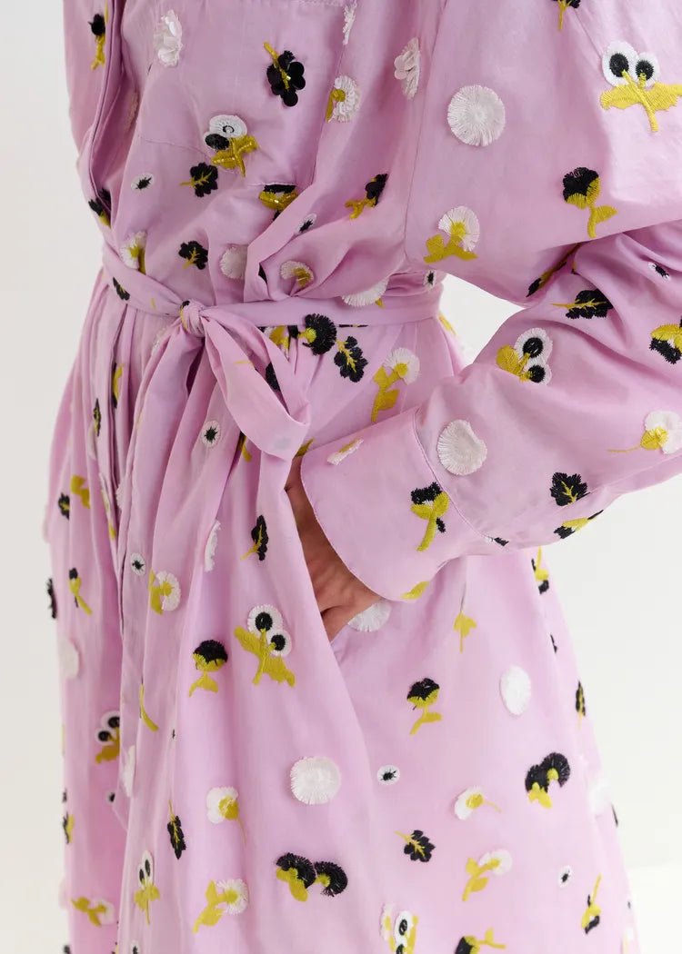 Essentiel Antwerp Lilac Shirt Dress with Floral Embellishments
