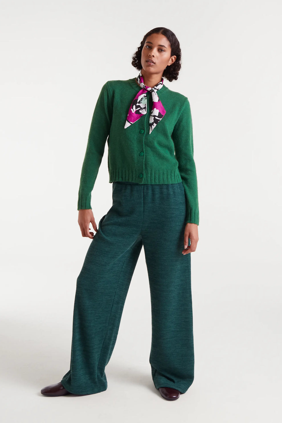 Compañia Fantastica Green Cardigan with Rose Buttons