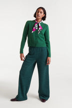 Compañia Fantastica Green Cardigan with Rose Buttons
