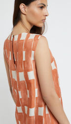Ottod’Ame Peach Geometric Print Silk Viscose Shift Dress