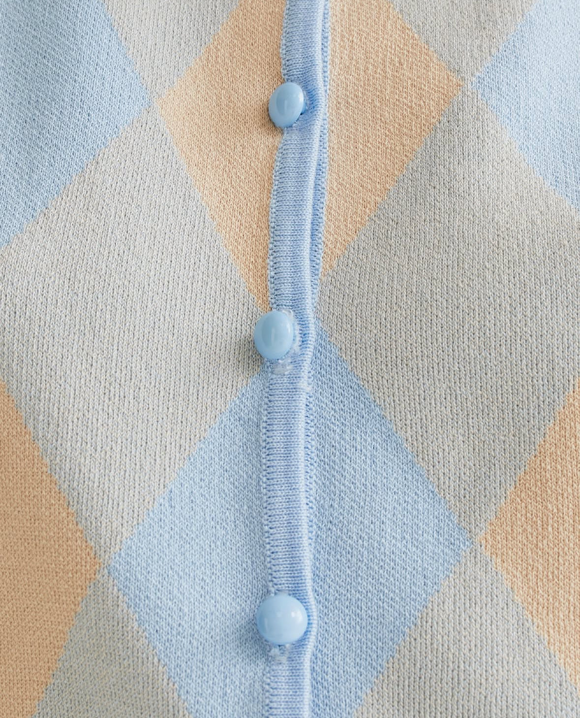 Compañia Fantastica Baby Blue & Cream Sleeveless Waistcoat Knitted Top