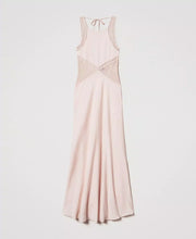 Load image into Gallery viewer, Twinset Milano cupcake pink long satin slip dress with lace
