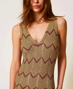Twinset Milano two-tone knit Midi dress