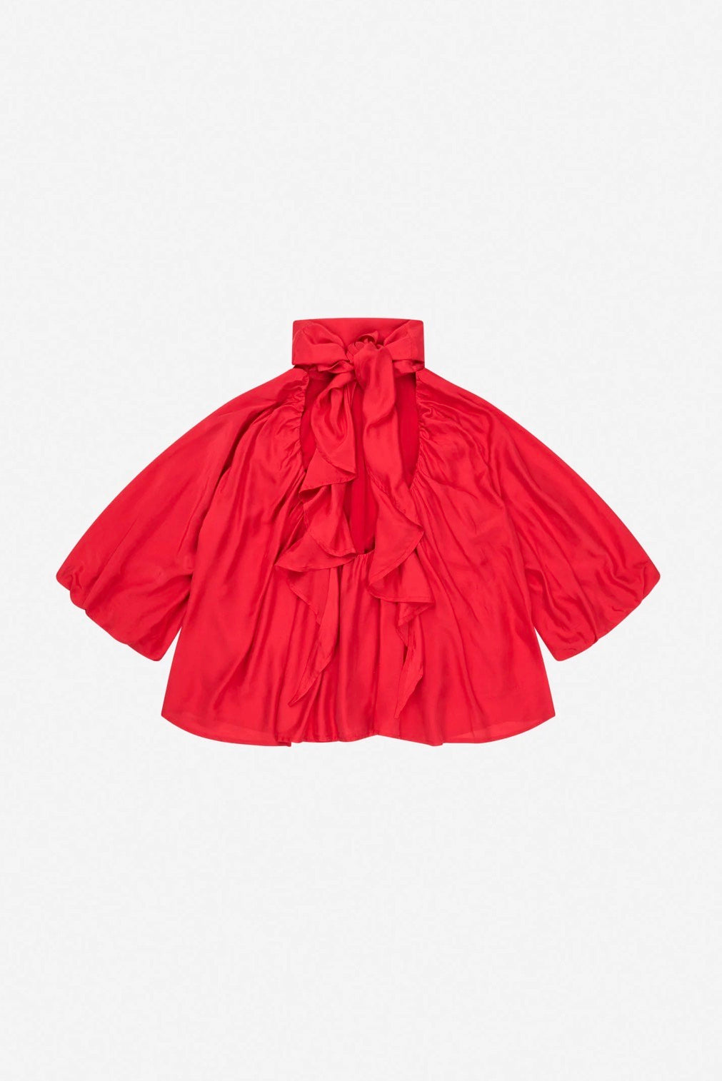 MUNTHE High Neck Red Blouse with Scooped Back