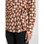 Pennyblack Tobacco & Pink Peplum Blouse