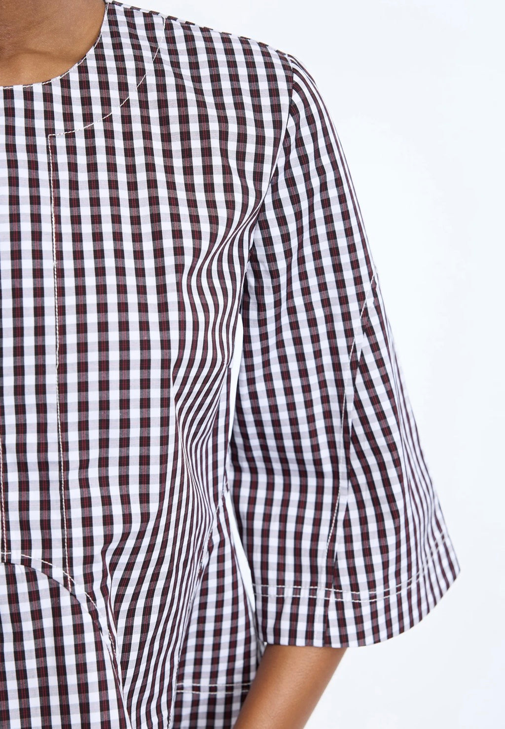 MUNTHE Red Gingham  Peplum Shirt