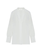 Load image into Gallery viewer, Beatrice B White Silk Mix V-Neck Blouse
