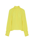 Beatrice B Lime High Neck Slik Blouse
