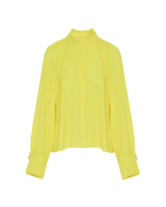 Beatrice B Lime High Neck Slik Blouse