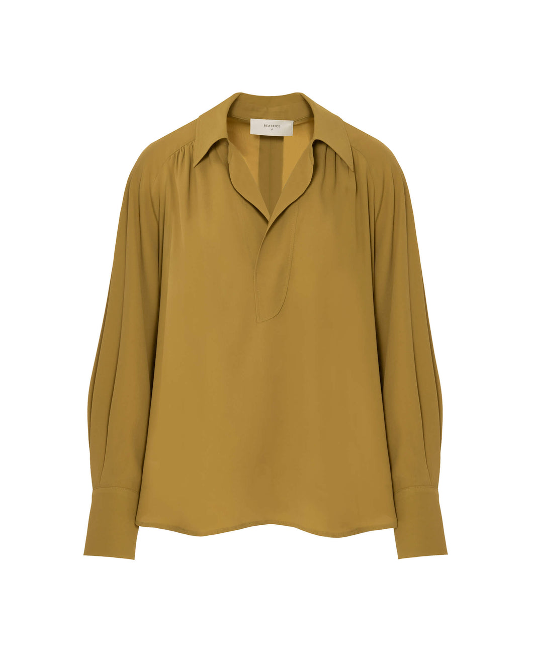 Beatrice B Khaki Classic Silk Blouse