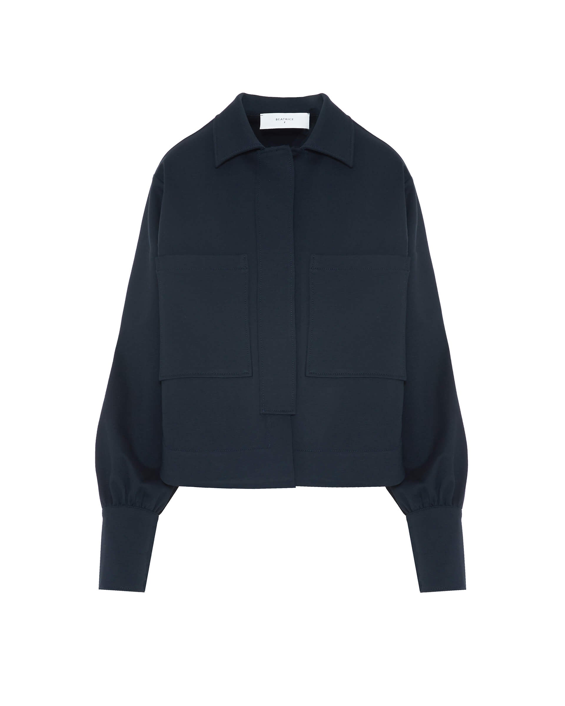 Beatrice B Classic Navy Wool Jersey Utility Jacket