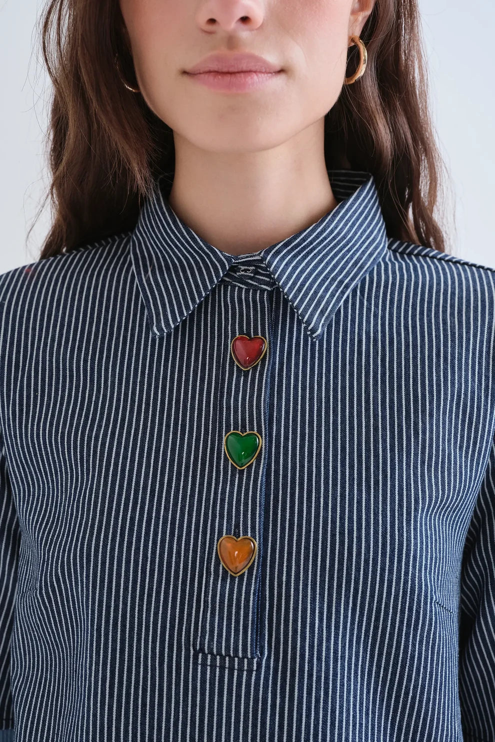 Compañia Fantástica Striped Denim Shift Dress