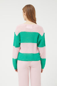 Compania Fantastica Pink Striped Cable Knit Sweater