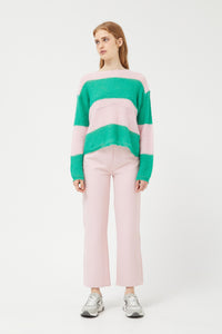 Compania Fantastica Pink Striped Cable Knit Sweater