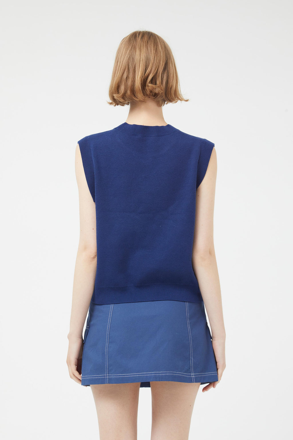Compania Fantastica Navy Sleeveless Knit with Frog