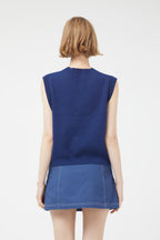 Compania Fantastica Navy Sleeveless Knit with Frog