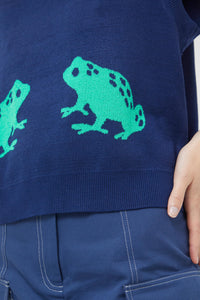 Compania Fantastica Navy Sleeveless Knit with Frog