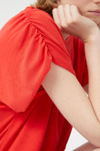 Compania Fantastica Red Draped Short Sleeve Top