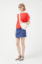 Compania Fantastica Red Draped Short Sleeve Top