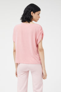 Compania Fasntastica Pink Draped Short Sleeve Top