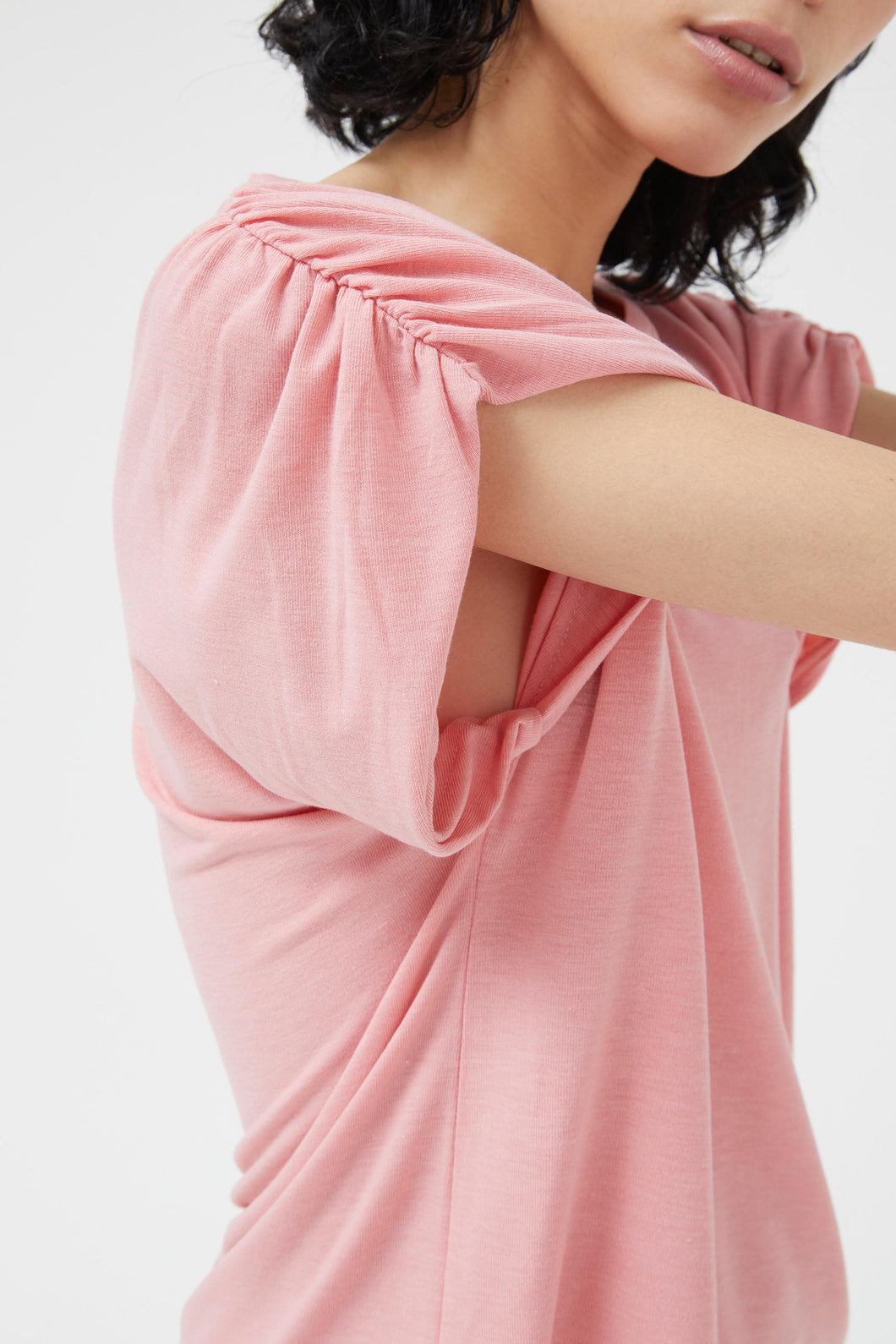 Compania Fasntastica Pink Draped Short Sleeve Top
