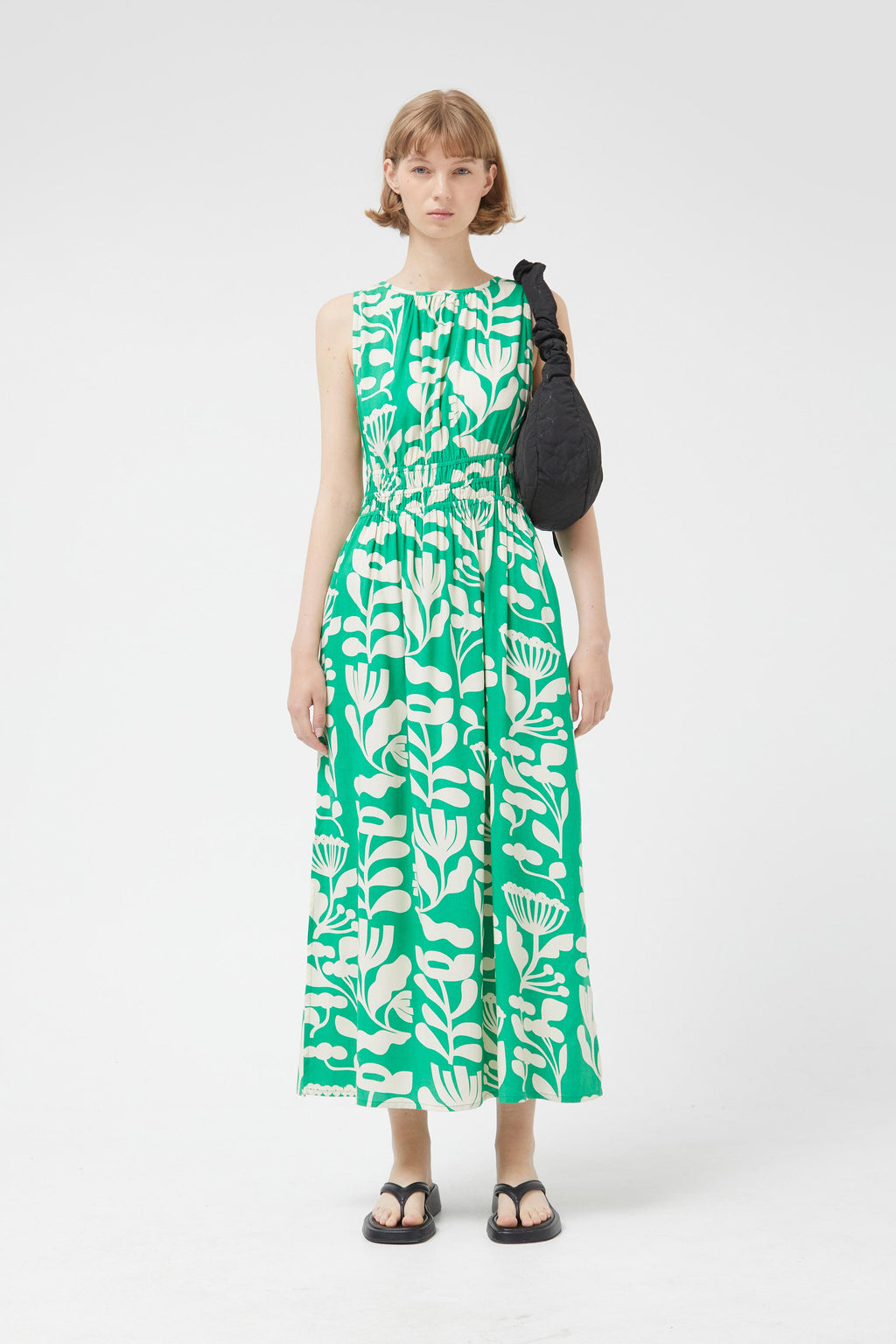 Compania Fantastica Green Print Long Sleeveless Dress
